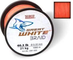 Zebco Ø 0,30mm Great White™ Braid L: 1000m 18,00kg / 40lbs Oranje