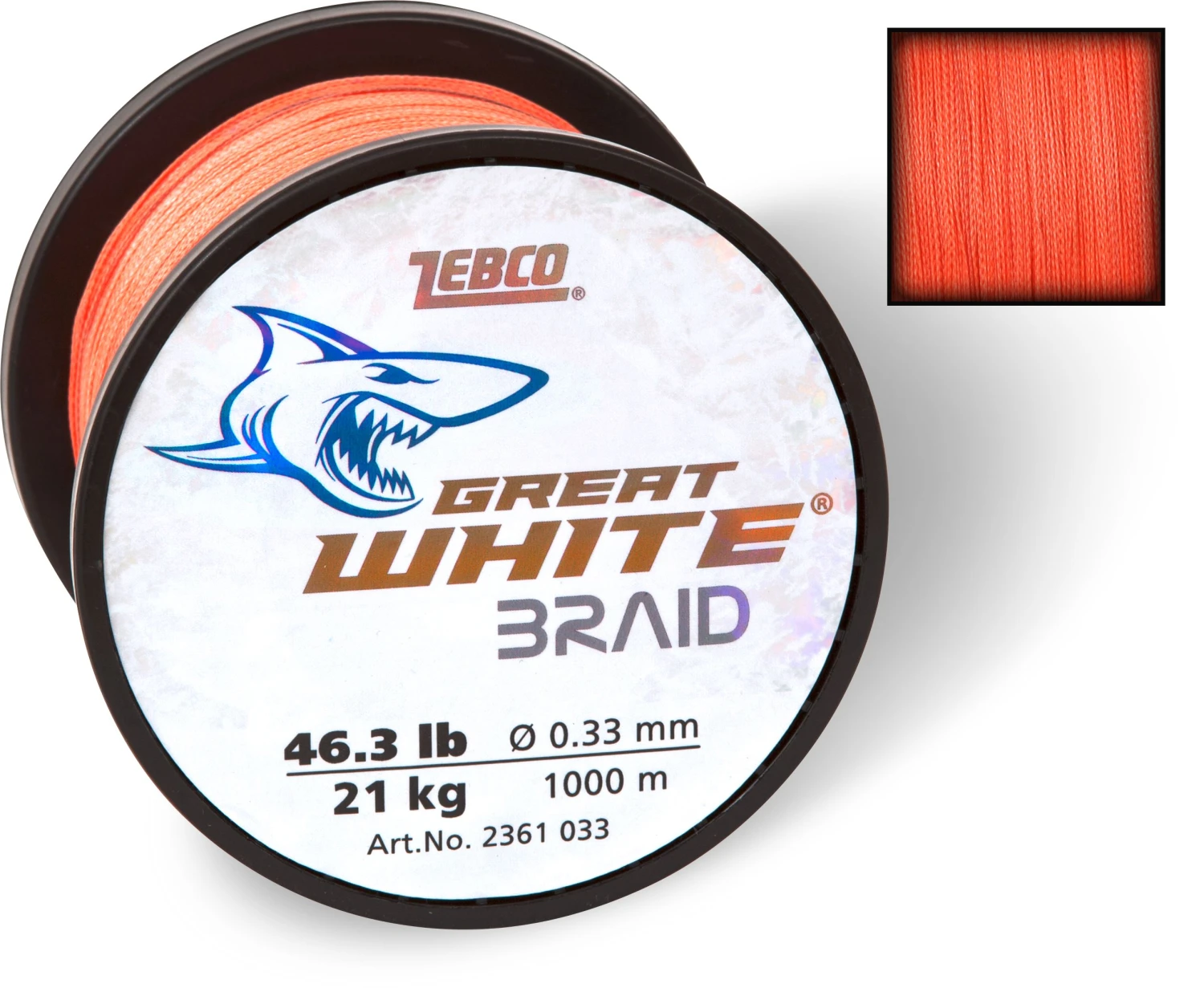 Zebco Ø 0,30mm Great White™ Braid L: 1000m 18,00kg / 40lbs Oranje